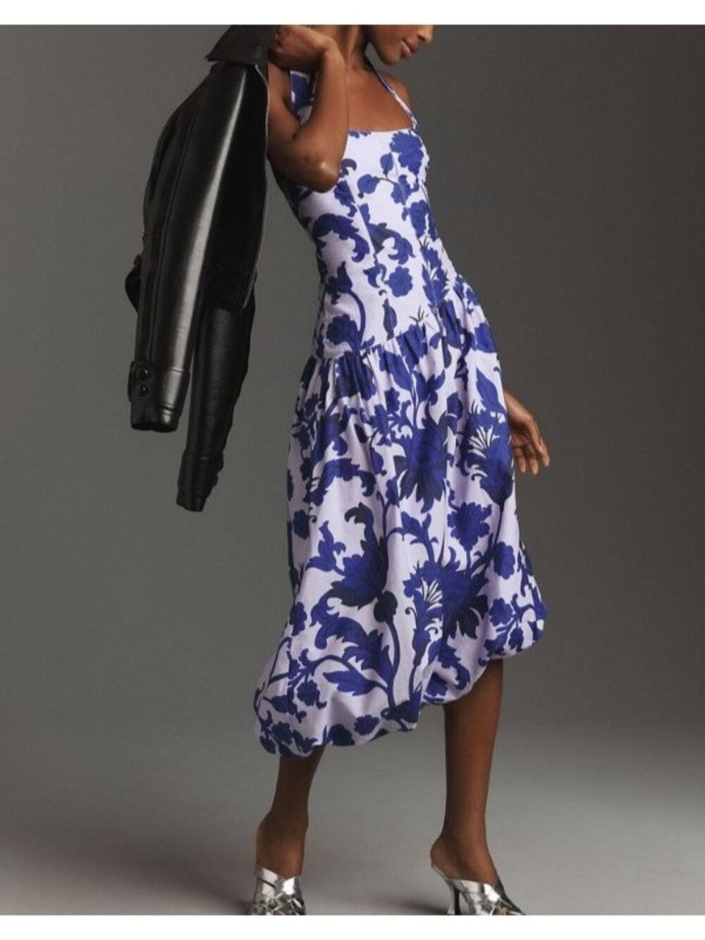 Anthropologie Maeve Halter Bubble Midi Dress Floral Garden Romance Womens 4